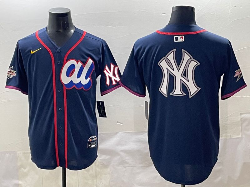 Men 2025 New York Yankees Blank Drak Blue All star Blank Blue Nike MLB Jersey style 13->new york yankees->MLB Jersey